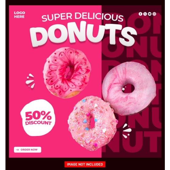 Delicious Donut Food Main Image PSD Template for E-commerce